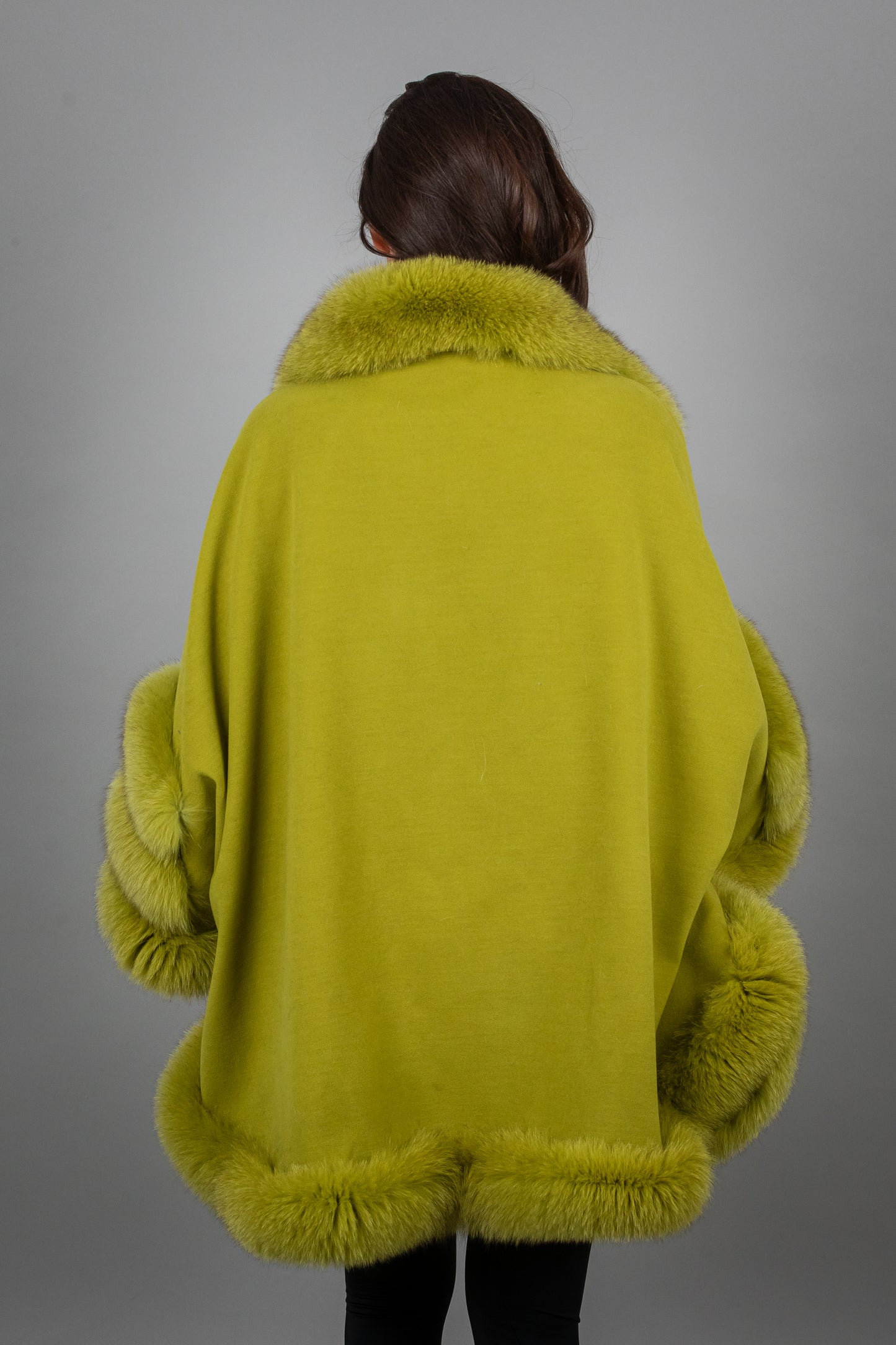 Cashmere Poncho With Fox Fur Details