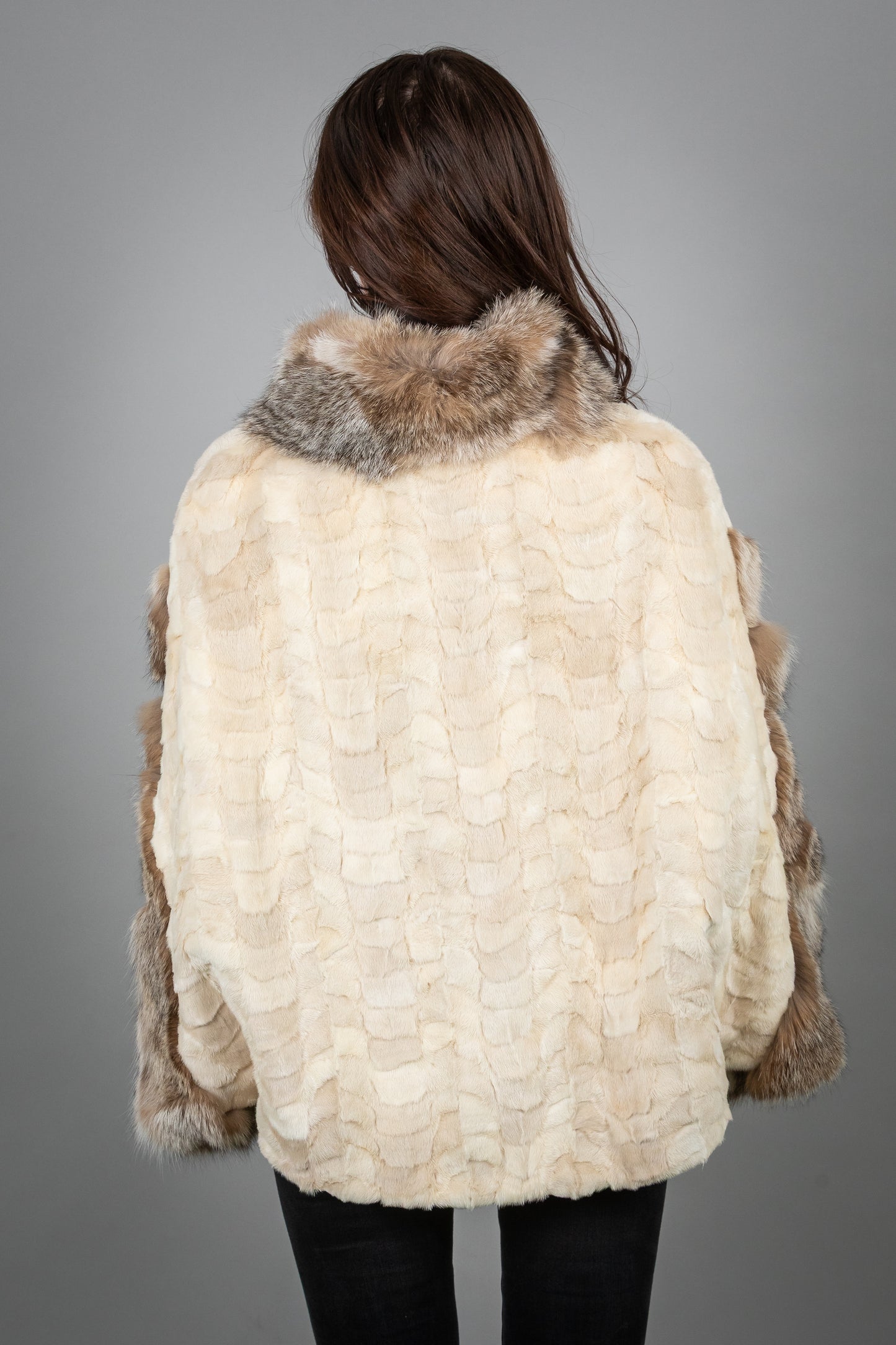 Mink Fur Coat With Lynxes Sleeves and Collar
