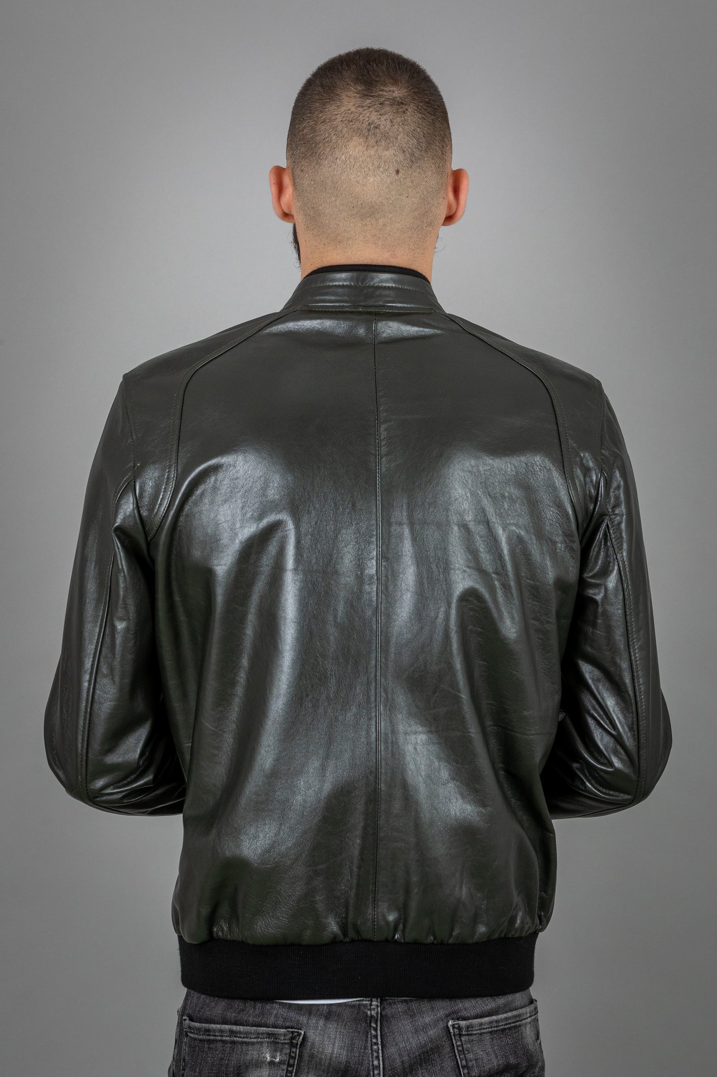 Dark Green Calf Leather Bomber