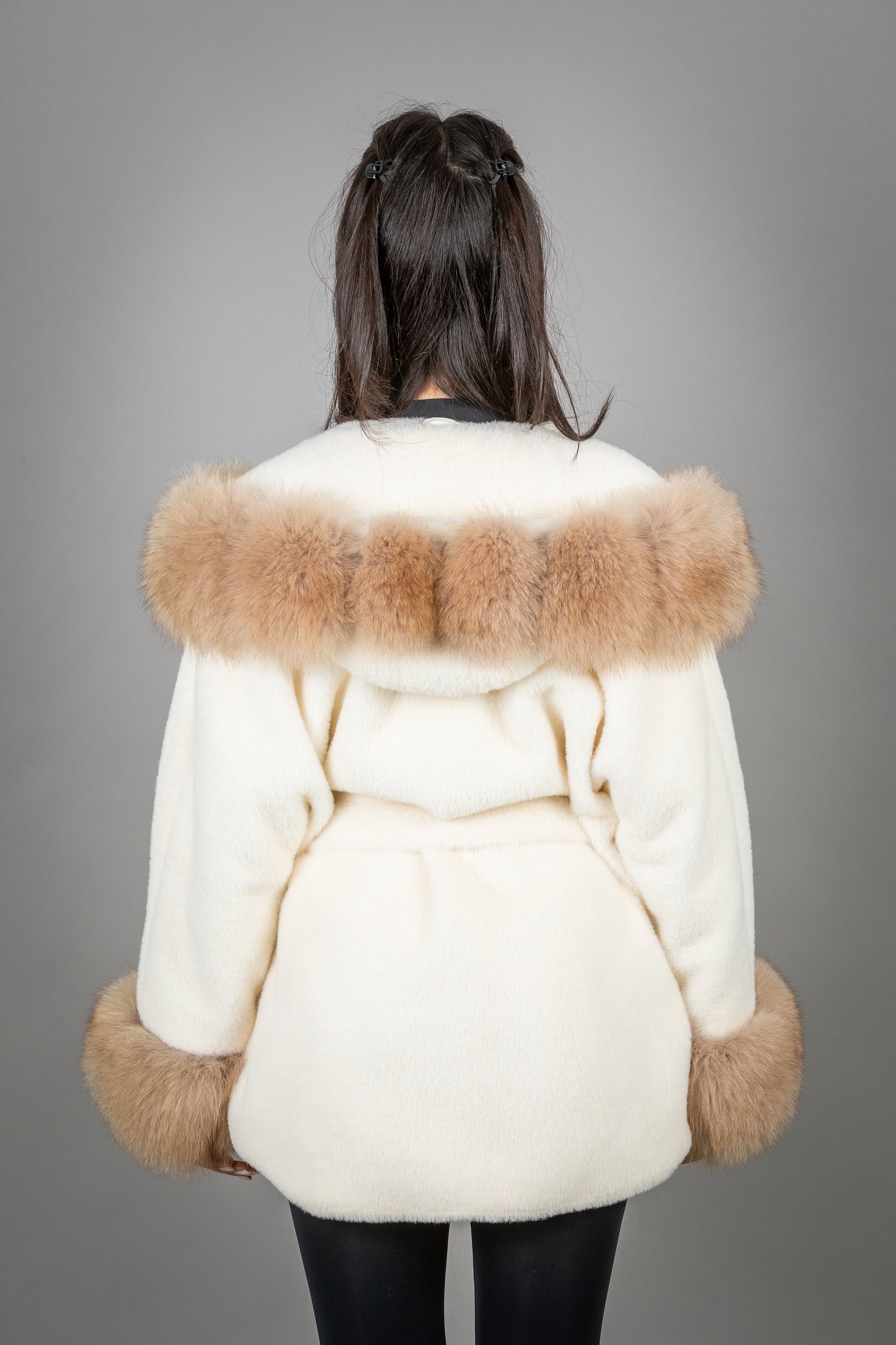 Alcantara Coat With Fox Fur