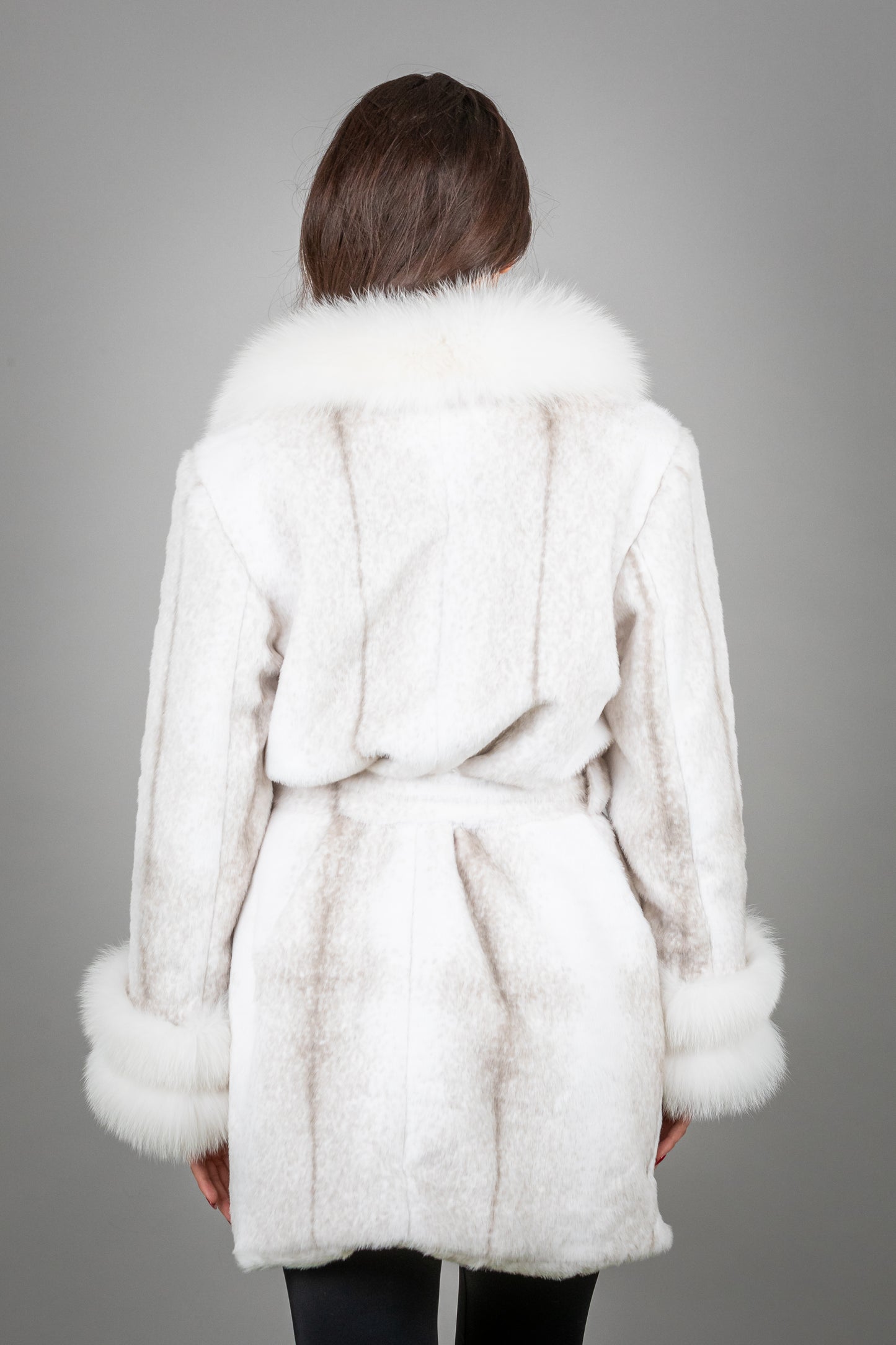 Alcantara Coat With Fox Fur On Collar And Sleeves