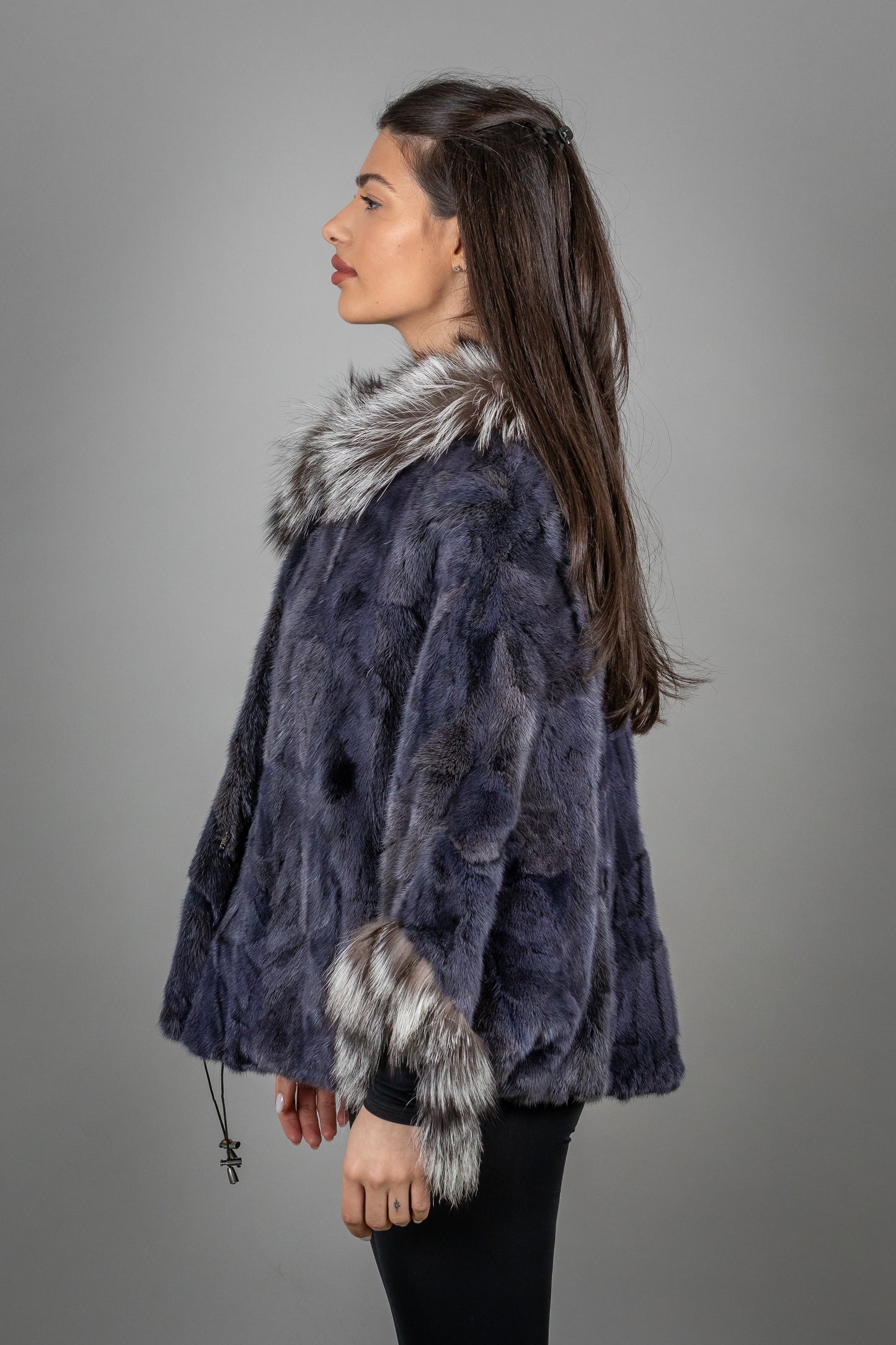 Mink Coat With Fox Fur On Collar And Sleeves